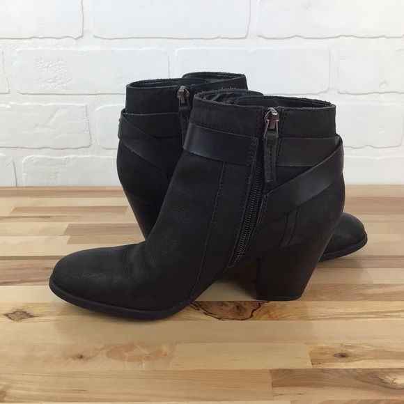 Franco Sarto booties black leather harness ankle boots southwestern western 6.5 - Picture 6 of 13